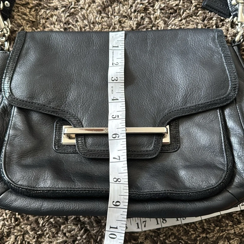 Coach Taylor Black Leather Shoulder Bag with Silver Accents